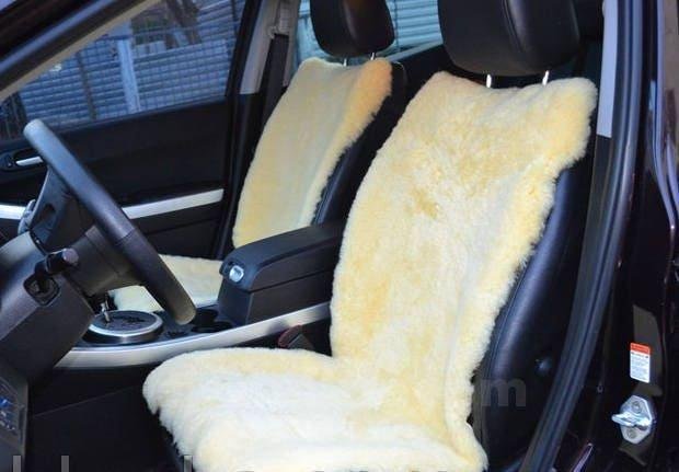 il_fullxfull.1314173883_dsgw-3.jpg PAIR Car seat cover for car Yellow light genuine Sheepskin universal cape headrest Warm seat cover chair wool warm cloak covers for vehicle - Image 1