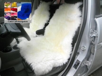PAIR Car Seat Covers ALL COLORS universal genuine sheepskin Warm cape car cover Handmade chair pads gift for father husband wife boy friend
