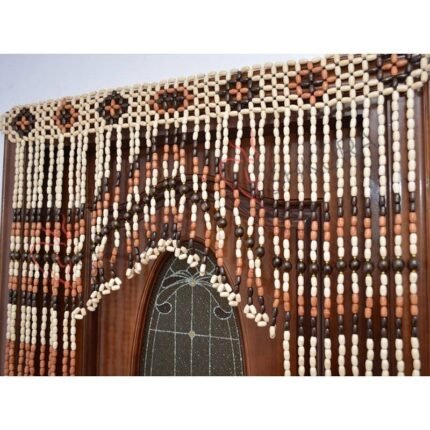 Door Curtain Arch with Beads - natural wooden beads, handmade decor