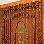 wood bead curtain soft partition in warm room