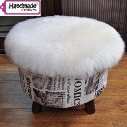 Round Chair pads Sheepskin white Square Rectangle Sheepskin stool covers gift genuine sheepskin chair pad mini rug carpet ivory red black