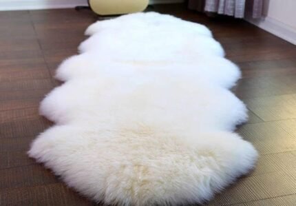 GIANT Double XXXL Genuine Sheepskin rug White Throw leather Sheep Skin 80x30inch Decorative rug Natural comfy cozy hair is very thick shiny