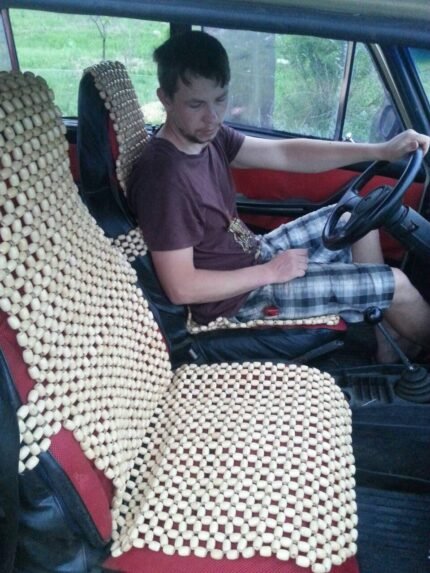 Car seat cover with headrest universal for Ford Chevrolet Toyota Honda Kia Ram VolksWagen Massage Beaded case Wood bead cover Car seat gift