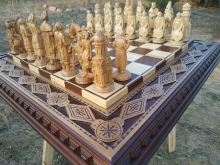 Chess set: Chess Board "Royal Classic" + pieces "Cossacks" / "Knights"
