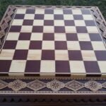 Wooden Chess Board, Decorated with beads, Handmade