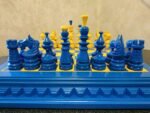 Chess set "NAVY" Wooden Chess Board with Blue & Yellow Pieces "Classic Luxe" - Image 3