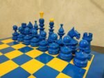 Chess set "NAVY" Wooden Chess Board with Blue & Yellow Pieces "Classic Luxe" - Image 5