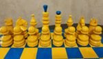 Chess set "NAVY" Wooden Chess Board with Blue & Yellow Pieces "Classic Luxe" - Image 6