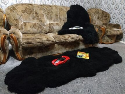 Genuine Sheepskin rug double Natural sheep skin Fur rug gigant Livingroom rug kids gift Brown Black White Gray Handmade bedroom Wool leather