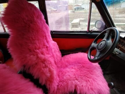 Sheepskin Car Seat Cover Pink, Black universal genuine sheepskin Warm sheepskin cape genuine sheepskin seat cover for car Handmade chair pad