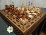 Classic wooden chess set with handmade board and pieces