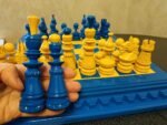 Chess set "NAVY" Wooden Chess Board with Blue & Yellow Pieces "Classic Luxe" - Image 4