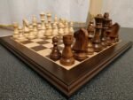 Natural wood chess set with handcrafted board and pieces