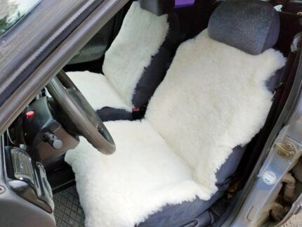 PAIR Car seat cover for car White genuine Sheepskin universal cape headrest Warm seat cover for car chair wool warm cloak covers for vehicle