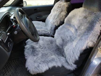 Sheepskin Car Seat Cover Grаy,Pink,Black universal genuine sheepskin Warm cape with Heаdrest for car Handmade chair pad gift husbаnd, wife