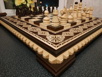 Wooden Chess set: Chess Board "Royal Light" + pieces "Classic Luxe"
