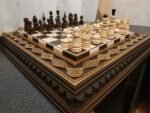 Handcrafted wooden chess set with classic board and pieces
