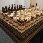Handcrafted wooden chess set with classic board and pieces