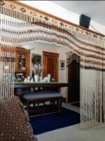interior design with handmade wooden bead divider