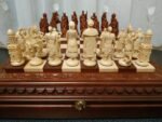 Wooden Chess Set: Chess Board "Leaves" with Storage + chess pieces "Knights" + "Cossacks" - Image 3