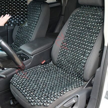 PAIR Beaded Car Seat Cover BLACK with headrest front universal Wood Massager TRUCK Seat Cover beads gift for husband wife custom order