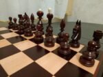 Wooden Chess pieces "Classic Deluxe" Dark brown | Beige color - Image 5