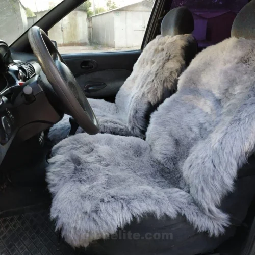 premium sheepskin seat cover in gray color