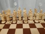 Wooden Сhess pieces "Cossacks" + "Knights" Brown | Beige color - Image 2