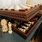 Wooden Chess board "Foliage"storage for chess pieces Christmаs gift ideа wood carving handmade exclusive gift for husband father boyfriend