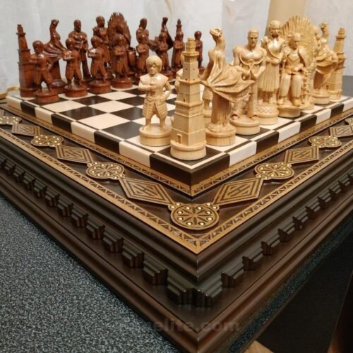 Premium wooden Game of Thrones chess board and figures