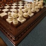 Elegant classic wood chess set with detailed pieces