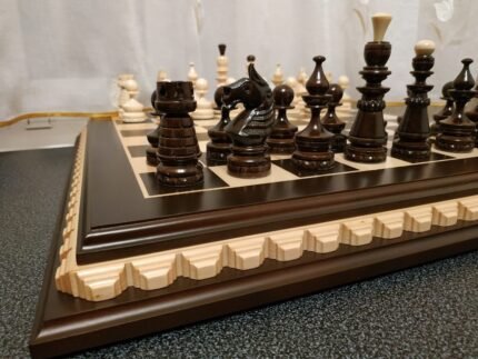 Classic Chess set: Chess Board + dark pieces "Classic Luxe"
