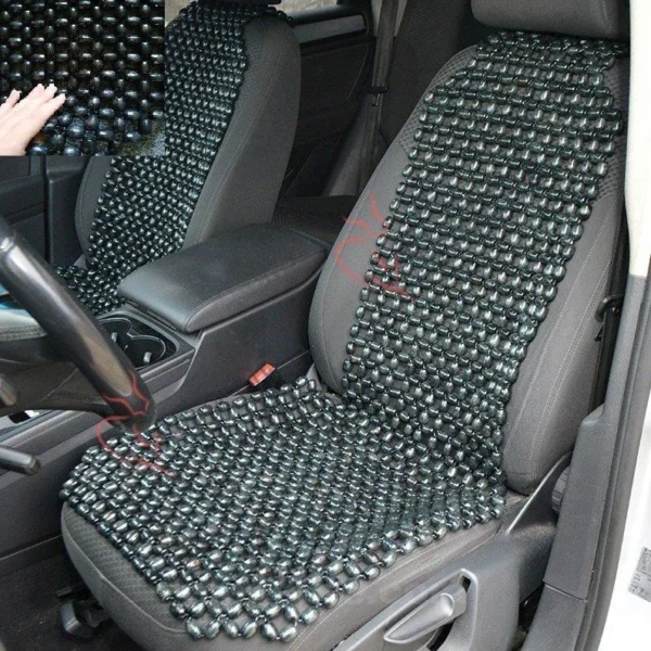 Beaded Car Seat Cover: Black with headrest