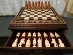 Wooden Chess set "Battle for Kings": Chess Board with two Drawers, Decorated with beads + pieces "Knights" - Image 5
