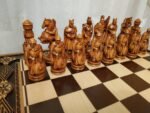 Wooden Chess set "Battle for Kings": Chess Board with two Drawers, Decorated with beads + pieces "Knights" - Image 6