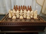 Wooden Chess set "Battle for Kings": Chess Board with two Drawers, Decorated with beads + pieces "Knights" - Image 3
