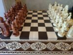 Wooden Chess pieces "Battle of Thrones" + "Knights" Reddish brown | Beige color - Image 3