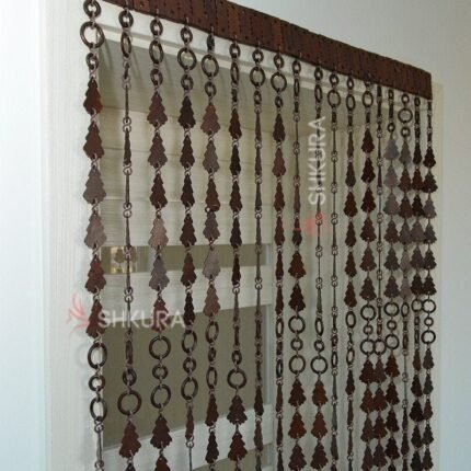 Wooden Curtain “Christmas Trees” – Festive room divider, Holiday decor