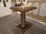 Chess Set: Chess Table "Bright Victory" decorated with beads + chess pieces "Classic Luxe"