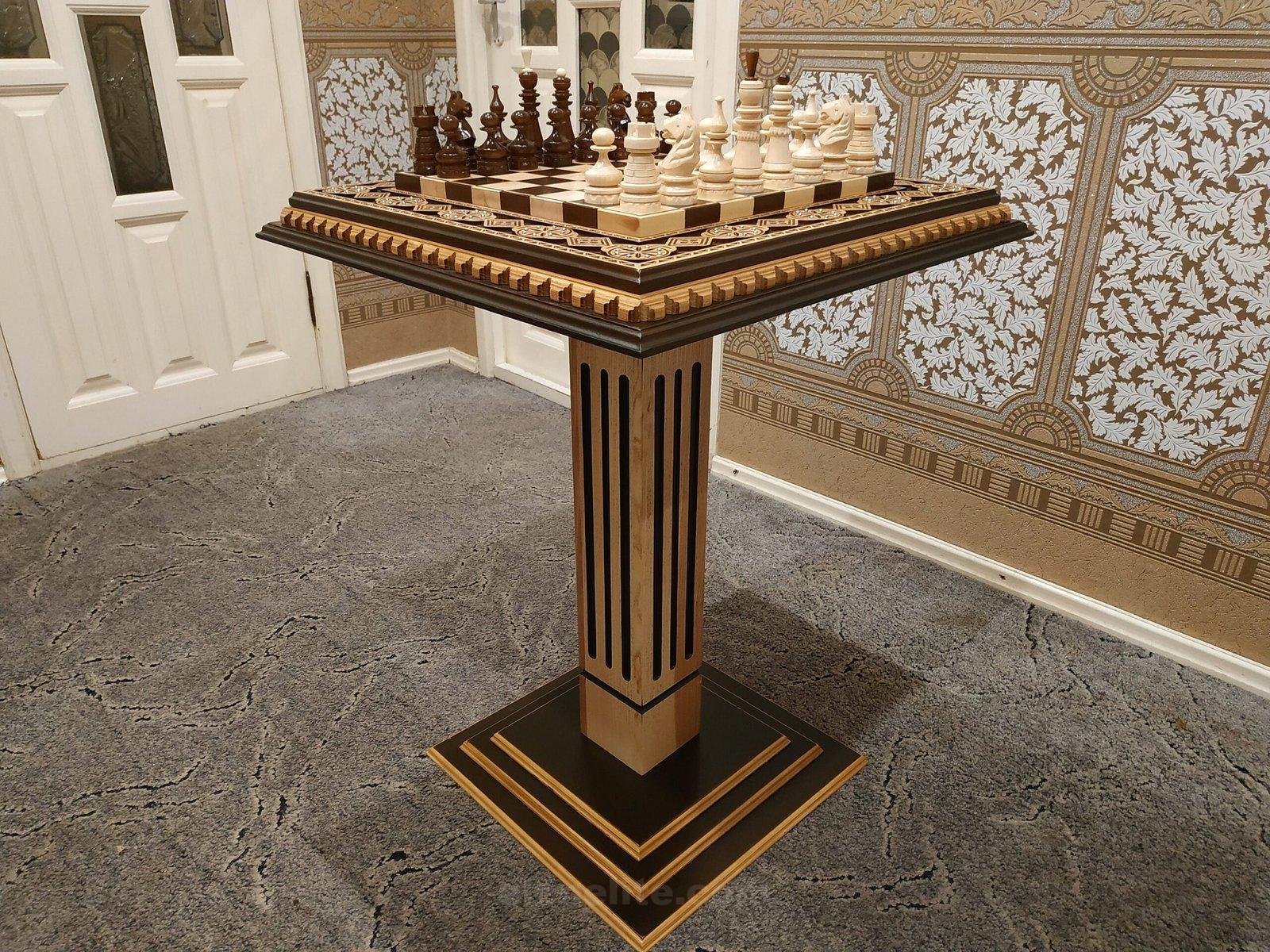 il_fullxfull.2972133182_izqj-scaled-1.jpg Chess Set: Chess Table "Bright Victory" decorated with beads + chess pieces "Classic Luxe" - Image 1