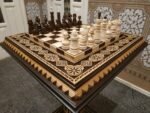 Chess Set: Chess Table "Bright Victory" decorated with beads + chess pieces "Classic Luxe" - Image 5