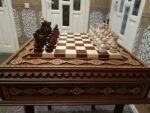 Chess Set: Chess Table "Battle for Kings" with 2 Drawers + chess pieces "Elite" - Image 6