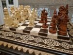 Chess Set: Chess Table "Bright Victory" + 2 stools + chess pieces "Game of Thrones" & "Knights" - Image 6