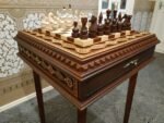Chess Set: Chess Table "Battle for Kings" with 2 Drawers + chess pieces "Elite" - Image 4