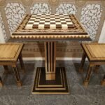 Chess Set: Chess Table "Bright Victory" + 2 stools