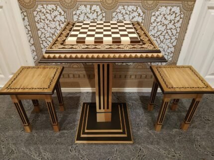 Chess Set: Chess Table "Bright Victory" + 2 stools