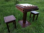 Chess Set: Chess Table "Battle for Kings" with 2 Drawers + 2 stools - Image 4