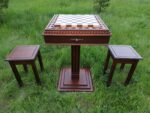 Chess Set: Chess Table "Battle for Kings" with 2 Drawers + 2 stools + pieces "Knights" & "Game of Thrones" - Image 3