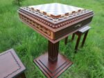 Chess Set: Chess Table "Battle for Kings" with 2 Drawers + 2 stools - Image 2