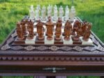 Chess Set: Chess Table "Battle for Kings" with 2 Drawers + 2 stools + pieces "Knights" & "Cossacks" - Image 6